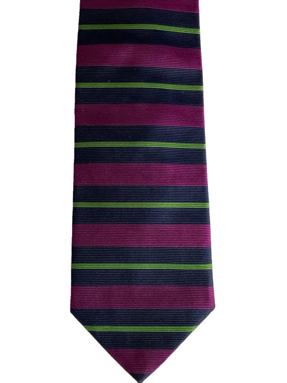 Brooks Brothers Makers Silk Tie Navy Green Pink Horizontal Stripes USA 57.5 Long